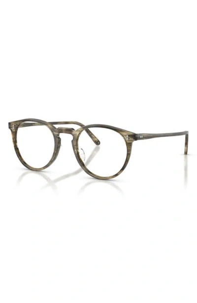 Oliver Peoples O'malley 47mm Round Optical Glasses In Soft Olive Bark/demo Lens