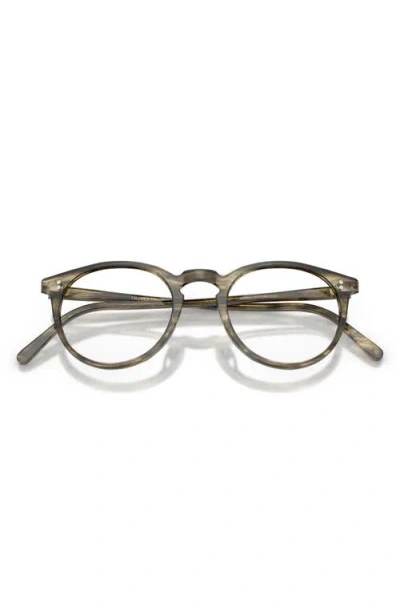 Oliver Peoples O'malley 47mm Round Optical Glasses In Soft Olive Bark/demo Lens