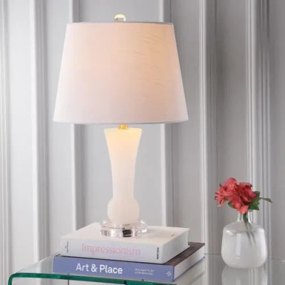 Jonathan Y Eliza 23" Alabaster Led Table Lamp, Crystal Base In Alabaster