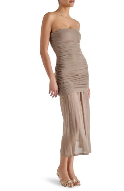 Steve Madden Lula Ruched Strapless Dress In Vetiver