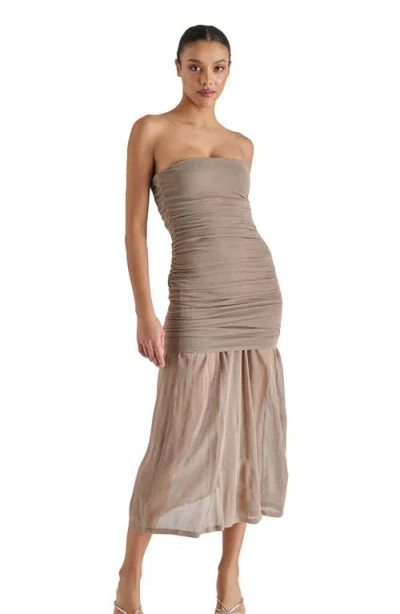 Steve Madden Lula Ruched Strapless Dress In Vetiver
