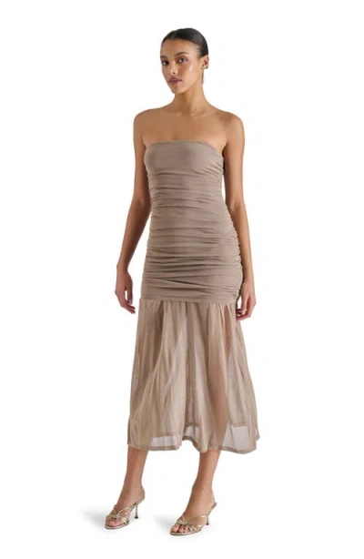 Steve Madden Lula Ruched Strapless Dress In Vetiver