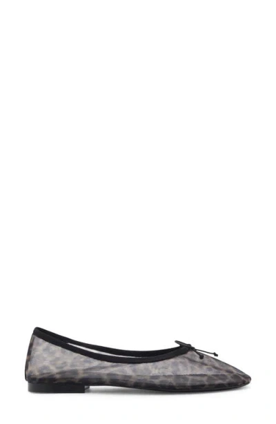 Mango Animal Print Mesh Ballerina Flat In Black