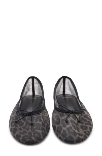 Mango Animal Print Mesh Ballerina Flat In Black