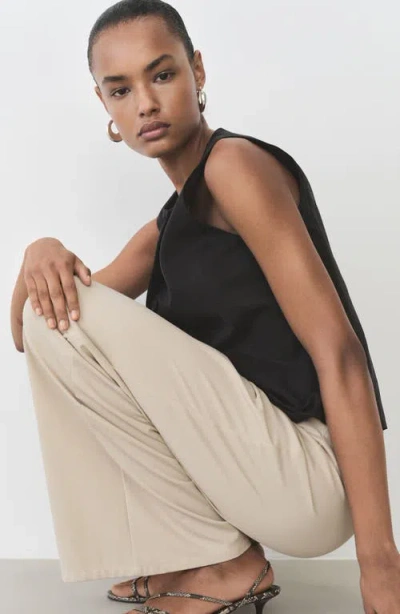 Mango Tie Waist Wide Leg Pants In Sand