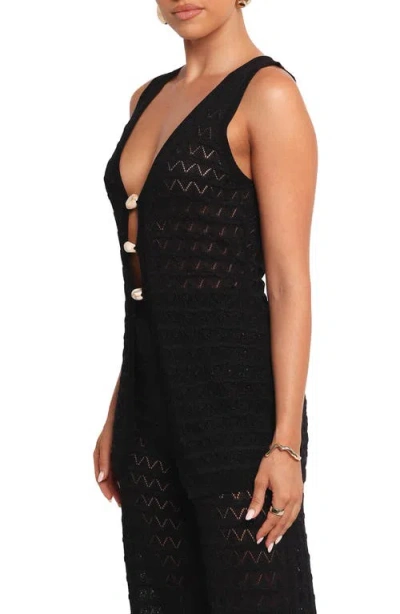 Petal And Pup Petal & Pup Fiore Embellished Pointelle Sweater Vest In Black