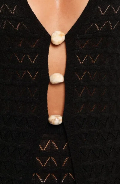 Petal And Pup Petal & Pup Fiore Embellished Pointelle Sweater Vest In Black