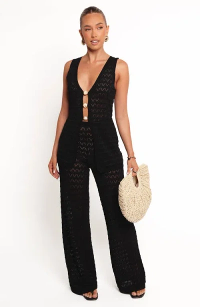 Petal And Pup Petal & Pup Fiore Embellished Pointelle Sweater Vest In Black