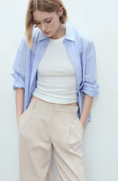 Mango Pleated Straight Leg Pants In Neutral