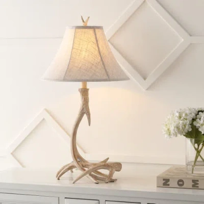 Jonathan Y Antler 27.5" Rustic Resin Led Table Lamp In Beige
