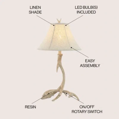 Jonathan Y Antler 27.5" Rustic Resin Led Table Lamp In Beige