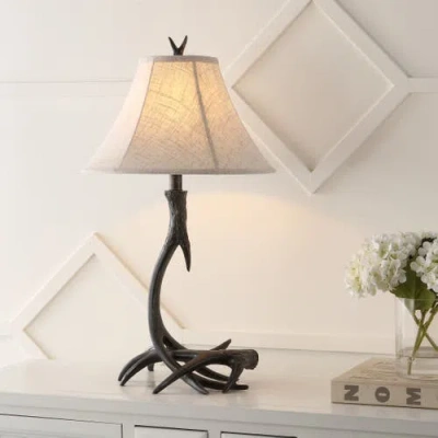 Jonathan Y Antler 27.5" Rustic Resin Led Table Lamp In Black