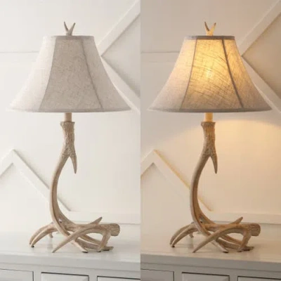 Jonathan Y Antler 27.5" Rustic Resin Led Table Lamp In Beige