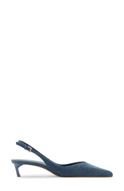 Mango Kitten Heel Pointed Toe Pump In Blue