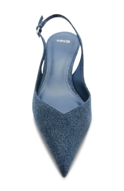 Mango Kitten Heel Pointed Toe Pump In Blue