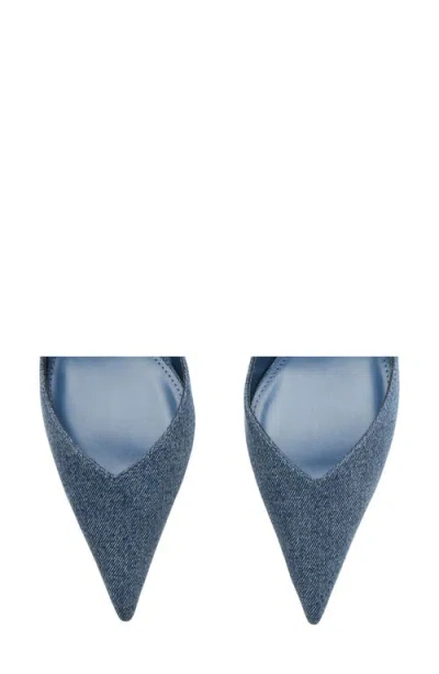 Mango Kitten Heel Pointed Toe Pump In Blue