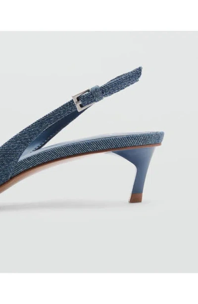 Mango Kitten Heel Pointed Toe Pump In Blue