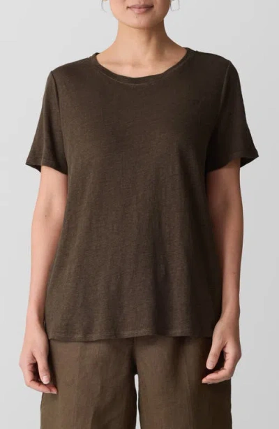 Eileen Fisher Crewneck Organic Cotton T-shirt In Branch