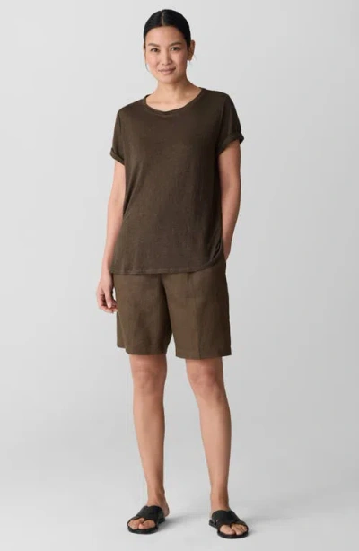 Eileen Fisher Crewneck Organic Cotton T-shirt In Branch