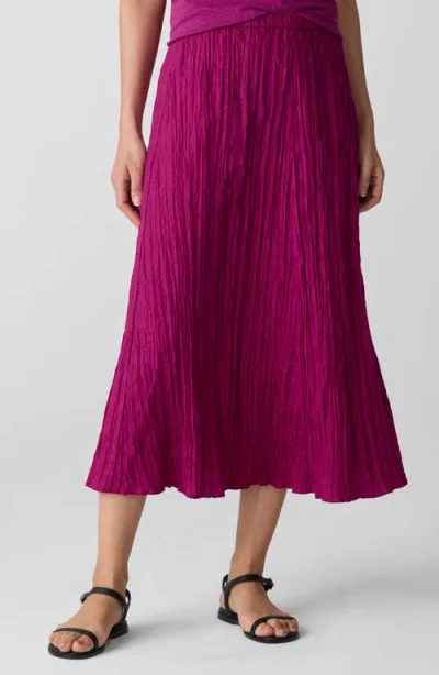 Eileen Fisher Crushed Silk Flared Skirt In Sangria