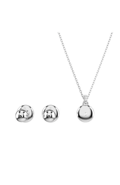 Swarovski Sublima Crystal Pendant Necklace & Stud Earrings Set In Metallic