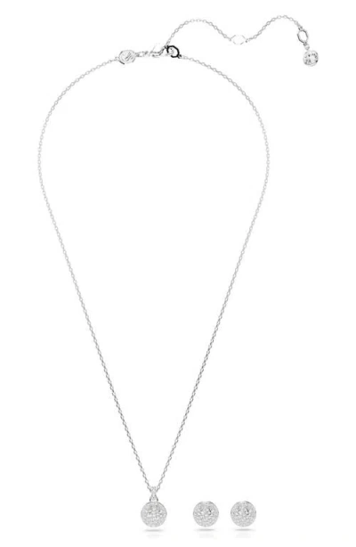 Swarovski Sublima Crystal Pendant Necklace & Stud Earrings Set In Metallic