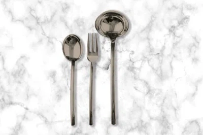 Mepra Due 3-piece Oro Nero Serving Set In Black Gold