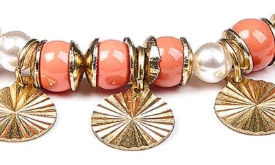 Deepa Gurnani Aviva Beaded Charm Bracelet In Coral