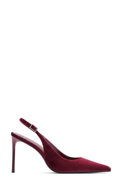 Mango Velvet Pointed Toe Slingback Pump In Red