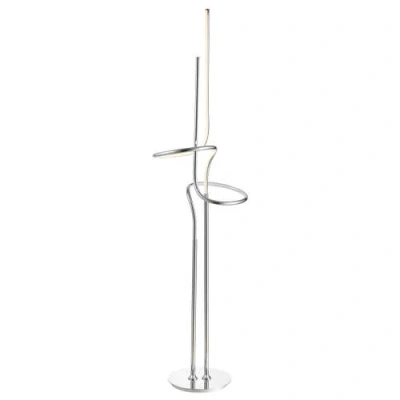 Jonathan Y Sketch 64" Minimalist Dimmable Metal Integrated Led Floor Lamp In Chrome