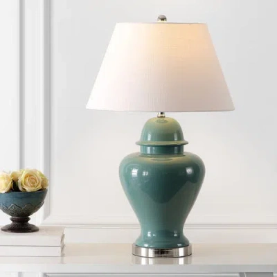 Jonathan Y Sagwa Modern Classic Led Table Lamp In Teal