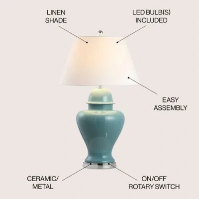 Jonathan Y Sagwa Modern Classic Led Table Lamp In Teal