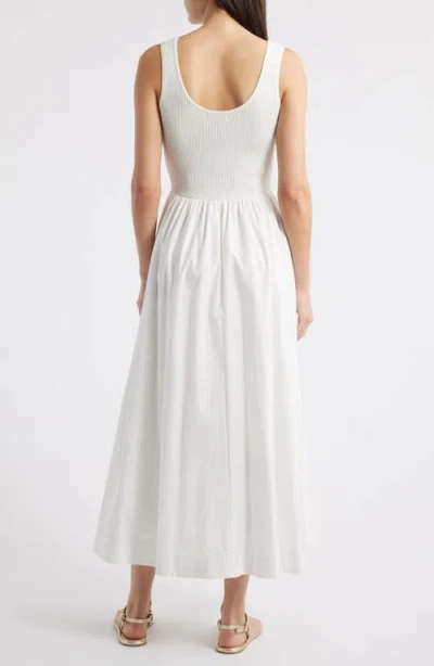 Moon River Sleeveless Mixed Media Maxi Dress In Ivory
