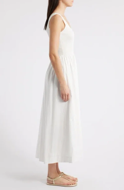 Moon River Sleeveless Mixed Media Maxi Dress In Ivory