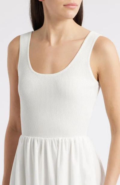Moon River Sleeveless Mixed Media Maxi Dress In Ivory
