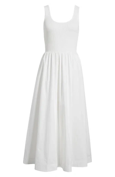 Moon River Sleeveless Mixed Media Maxi Dress In Ivory