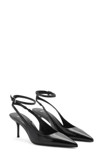 Mango Ankle Strap Pointed Toe Pump In Black