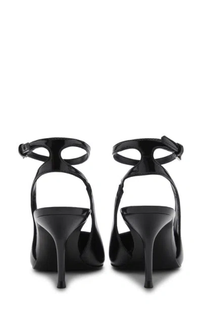 Mango Ankle Strap Pointed Toe Pump In Black