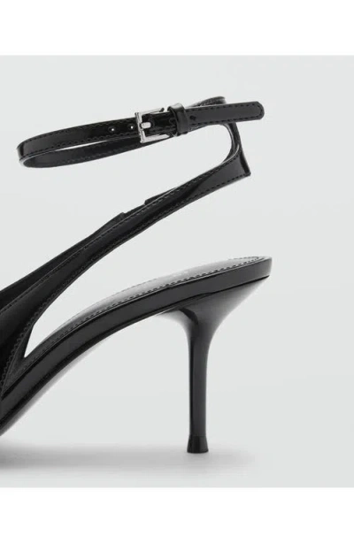 Mango Ankle Strap Pointed Toe Pump In Black