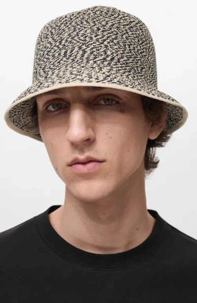 Mango Straw Bucket Hat In Beige