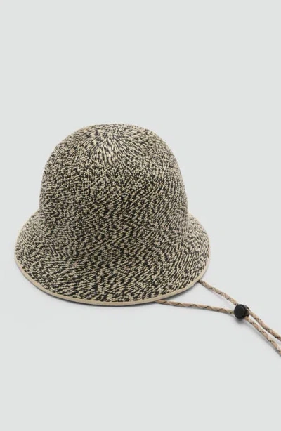 Mango Straw Bucket Hat In Beige