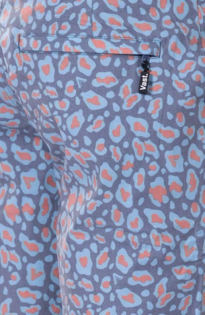 Vast Leopard Print Stretch Board Shorts In Aqua Leopard