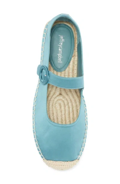 Jeffrey Campbell Ariele Mary Jane Espadrille In Pastel Turquoise Satin