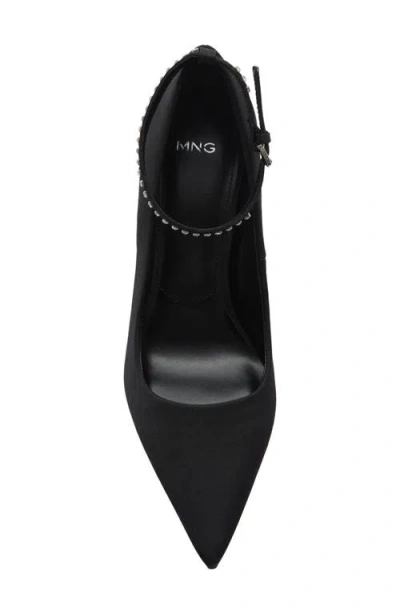 Mango Ankle Strap Pointed Toe Pump In Black