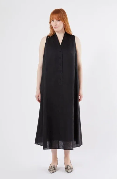 Marina Rinaldi Tema Sleeveless A-line Dress In Black