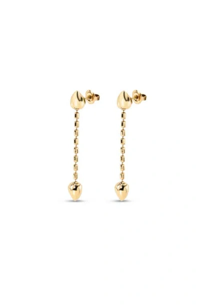 Unode50 18k Gold-plated Earrings With Dangling Chain And Small Hearts In Gold