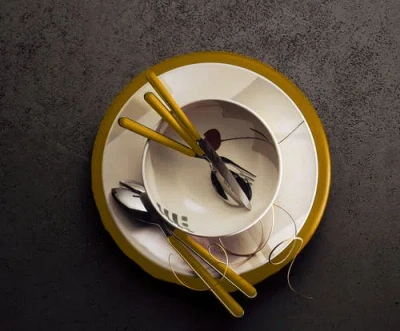 Mepra Fantasia Flatware  Set In Mustard