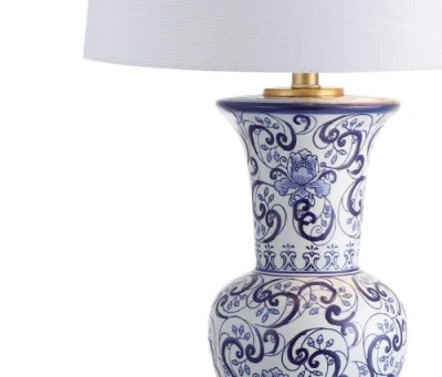 Jonathan Y Leo 28.5" Chinoiserie Led Table Lamp, Blue/white In Blue/white
