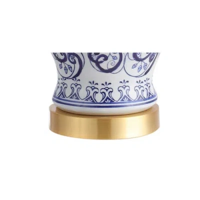 Jonathan Y Leo 28.5" Chinoiserie Led Table Lamp, Blue/white In Blue/white
