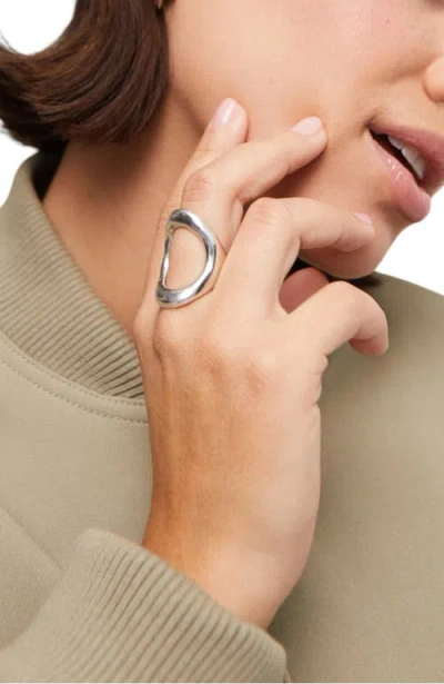 Unode50 Sterling Silver-plated Ring With Large Central Oval In Silver